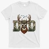 Varsity Style Camo Dad Deer Buck Hunter Fathers Day T-Shirt - White