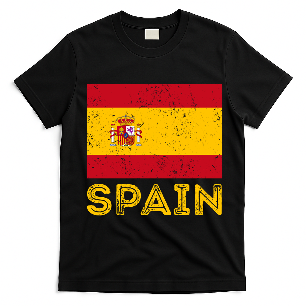 Vintage Spain Country Flag Spanish T-Shirt - Black