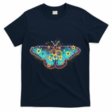 Vintage Summer Flower Floral Butterfly T-Shirt - Navy