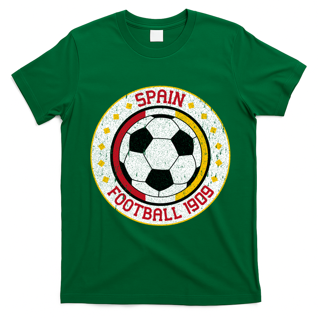 Vintage Spain Football 1909 Soccer Emblem T-Shirt - Irish Green