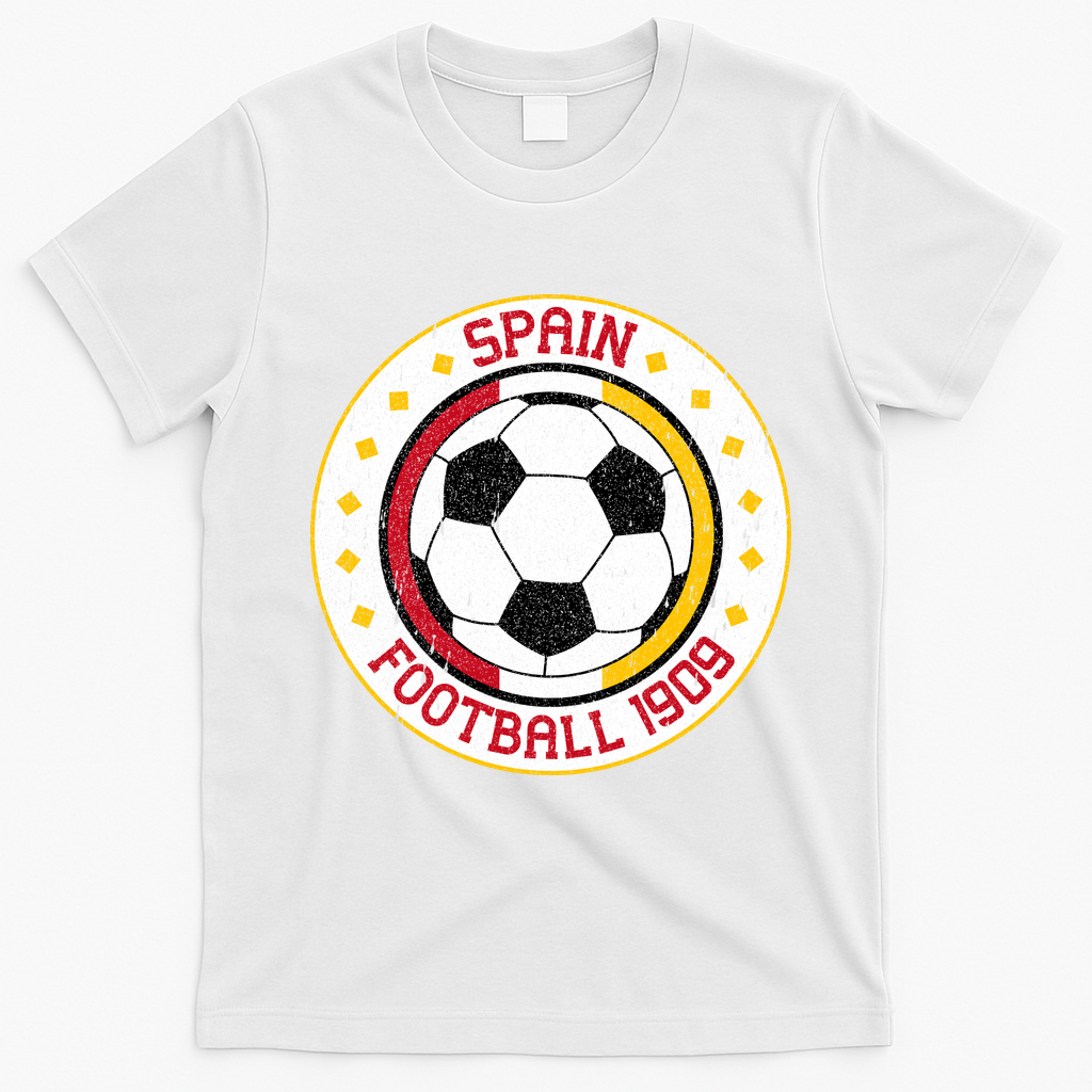 Vintage Spain Football 1909 Soccer Emblem T-Shirt - White