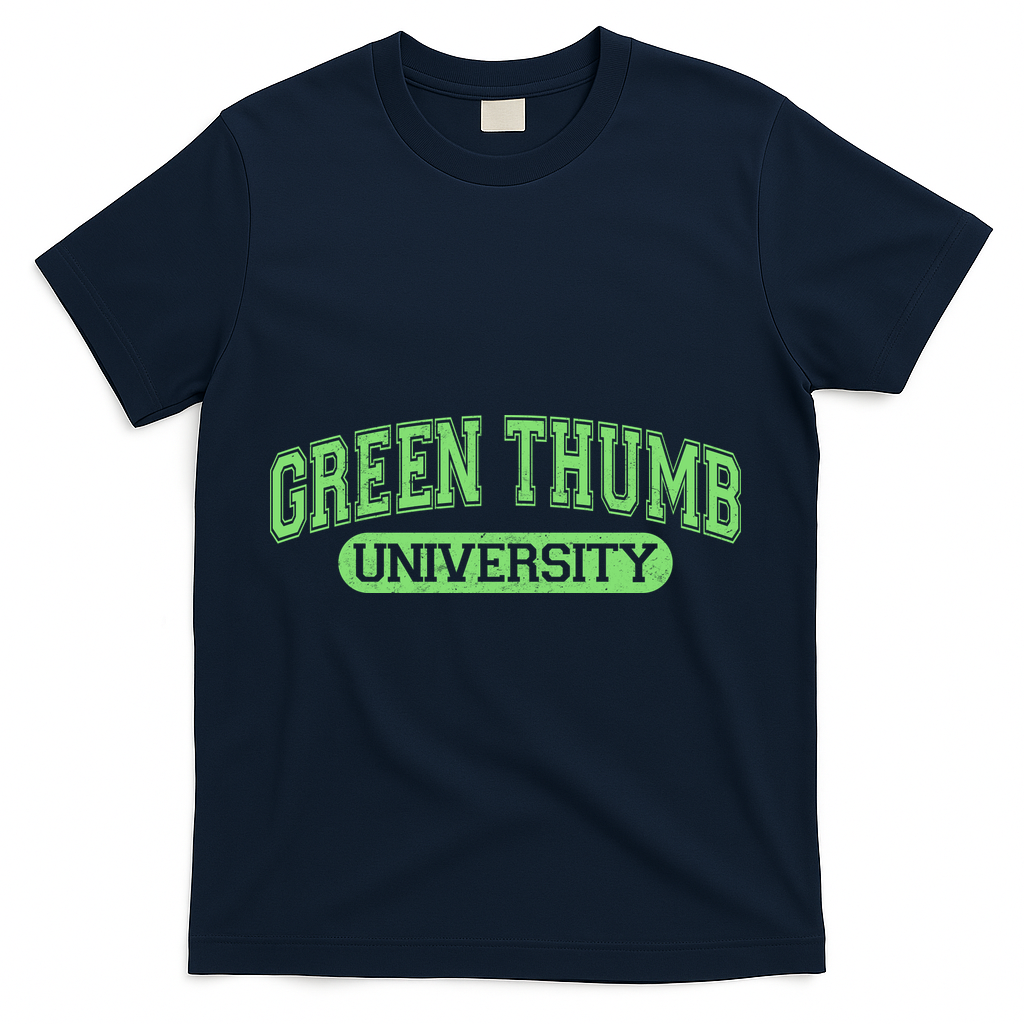 Varsity Style Green Thumb University T-Shirt - Navy