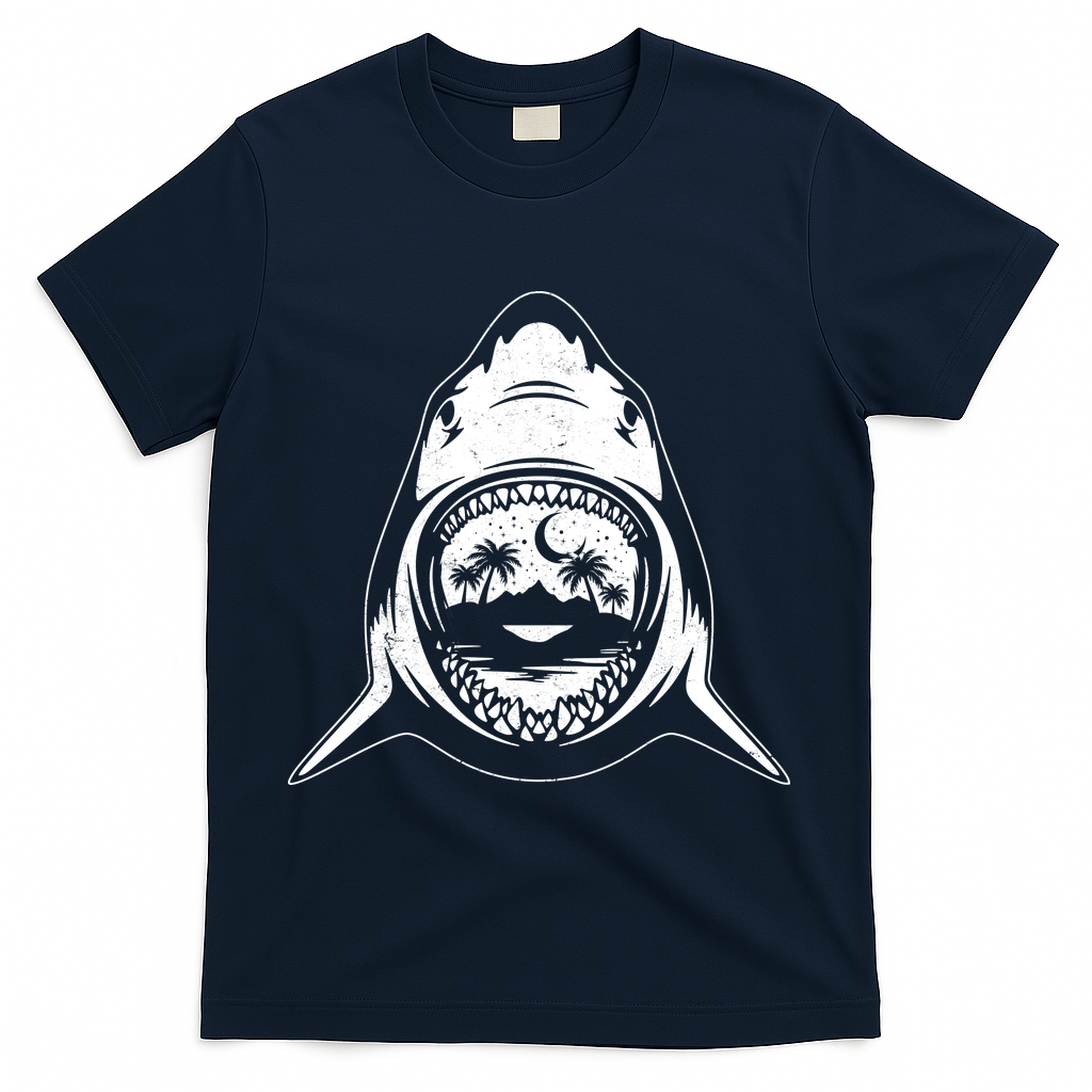Vintage Shark Head Island T-Shirt - Navy