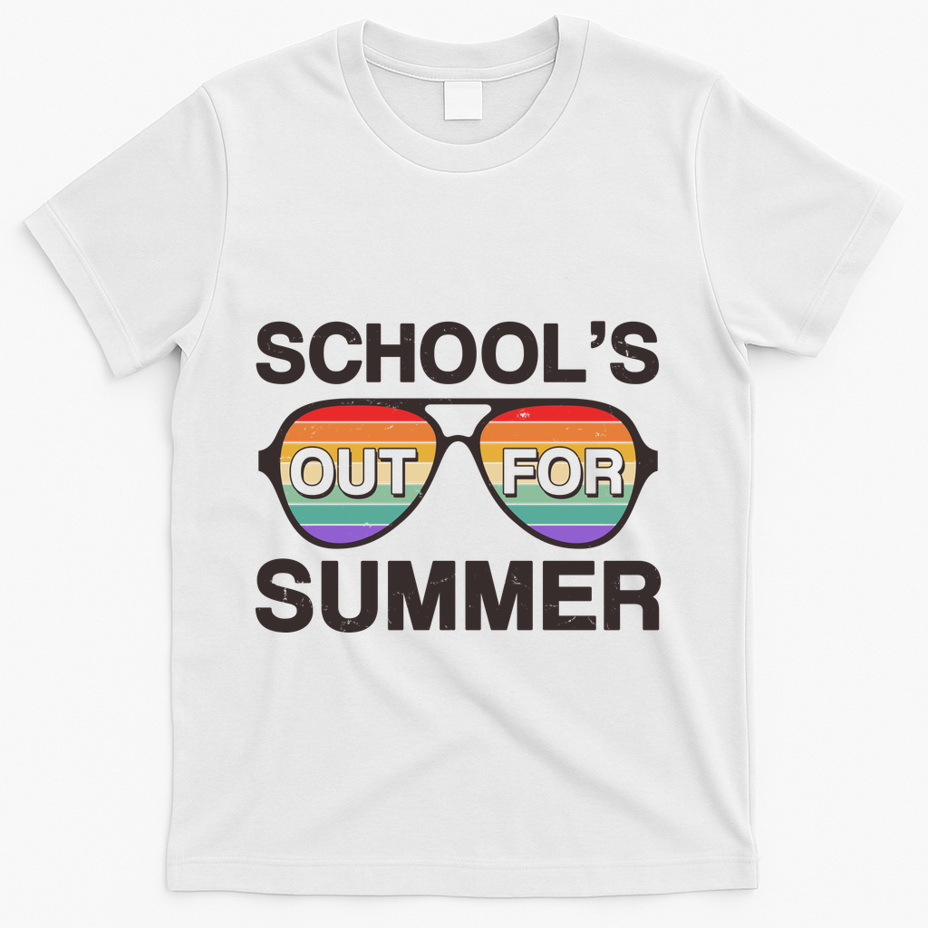 Vintage School's Out For Summer Retro Sunglasses T-Shirt - White