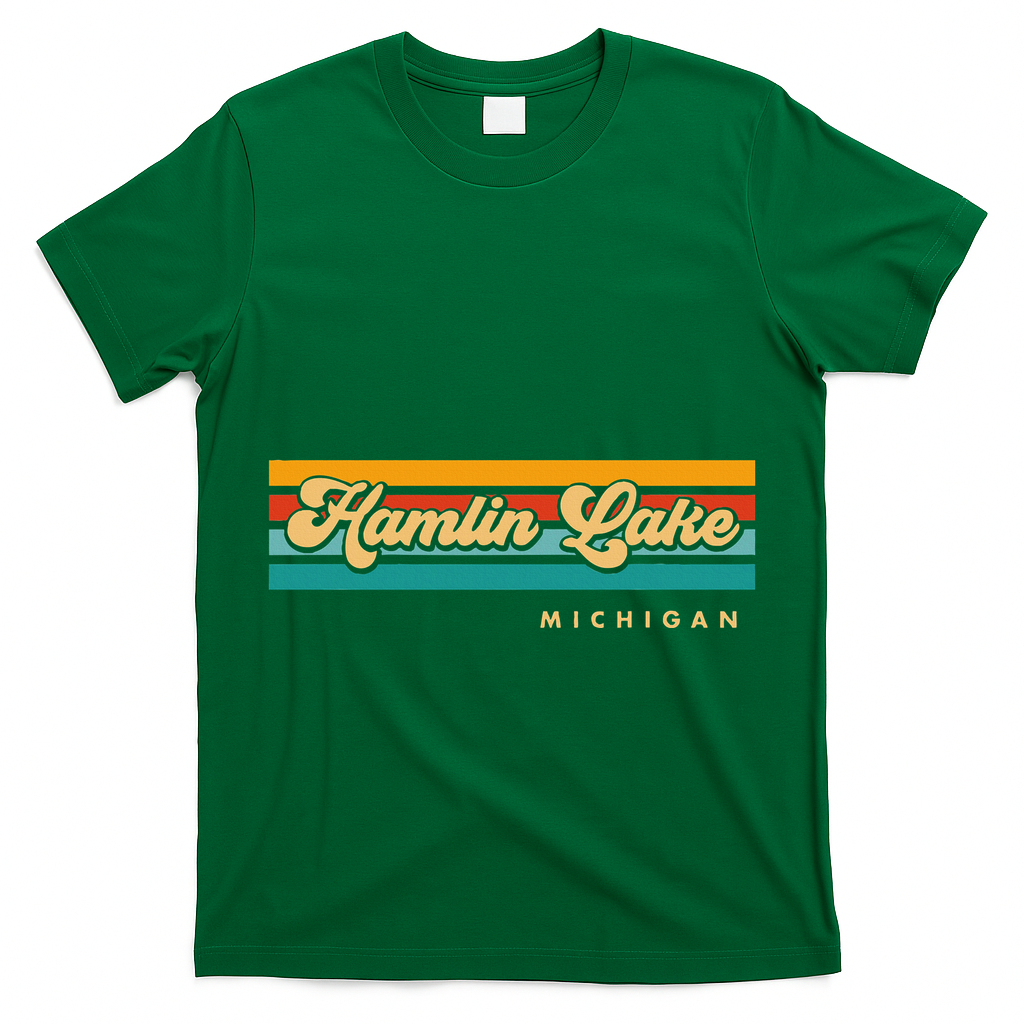 Vintage Sunset Stripes Hamlin Lake Michigan T-Shirt