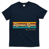 Vintage Sunset Stripes Hamlin Lake Michigan T-Shirt