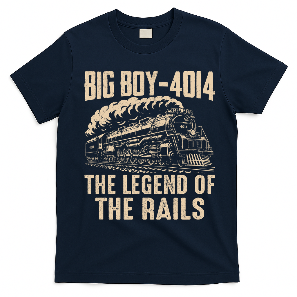 Vintage Steam Train Big Boy 4014 The Legend Of The Rails T-Shirt - Navy Blue