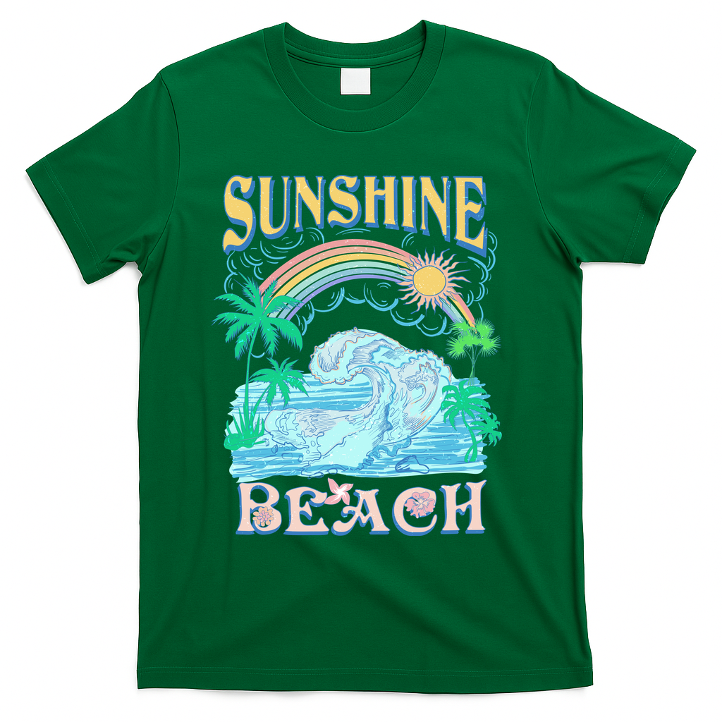 Vintage Summer Time Sunshine Beach T-Shirt - Green