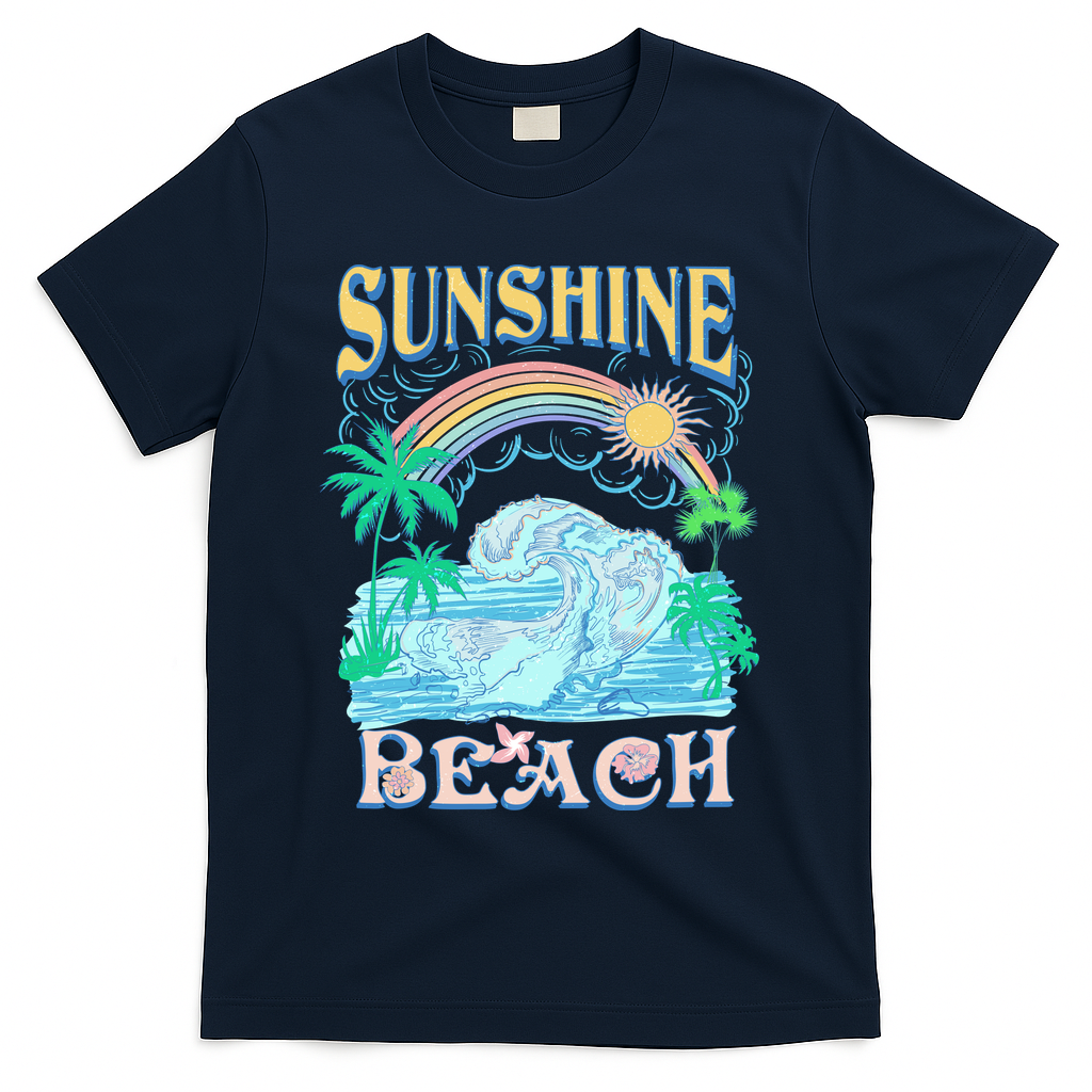 Vintage Summer Time Sunshine Beach T-Shirt - Navy