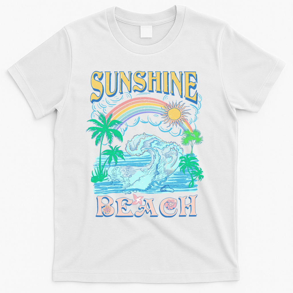 Vintage Summer Time Sunshine Beach T-Shirt - White