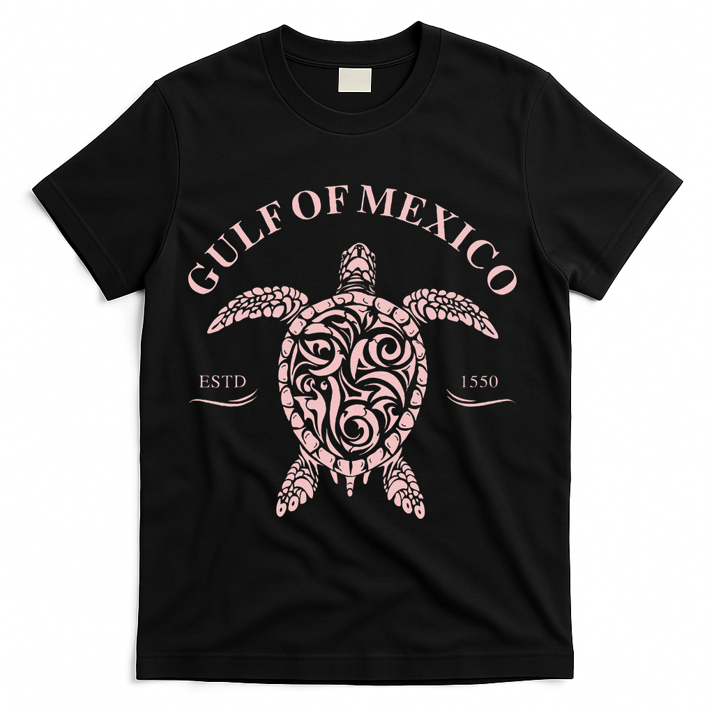Vintage Sea Turtle Gulf of Mexico Est 1550 Anti Trump T-Shirt - Black