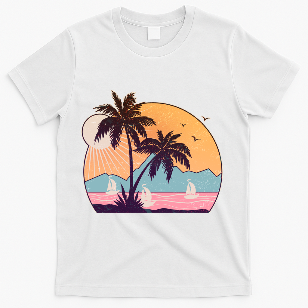 Vintage Summer Beach Emblem T-Shirt - White