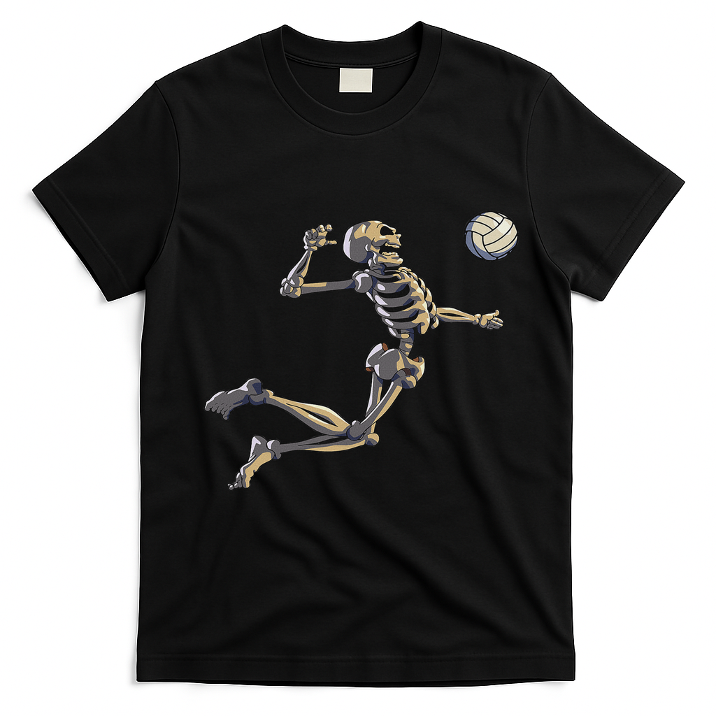 Volleyball Skeleton Women Volleyball Player Halloween T-Shirt - Black