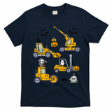 Vehicles Truck Halloween Construction Pumpkin T-Shirt - Navy Blue