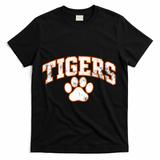 Vintage Tigers Paw Print Graphic Sports T-Shirt - Black