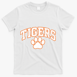 Vintage Tigers Paw Print Graphic Sports T-Shirt - White