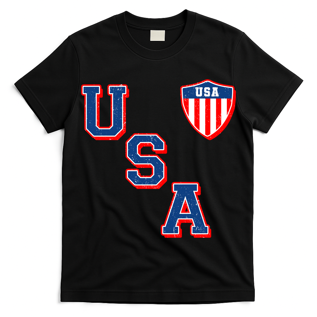 Vintage USA American Flag Shield T-Shirt
