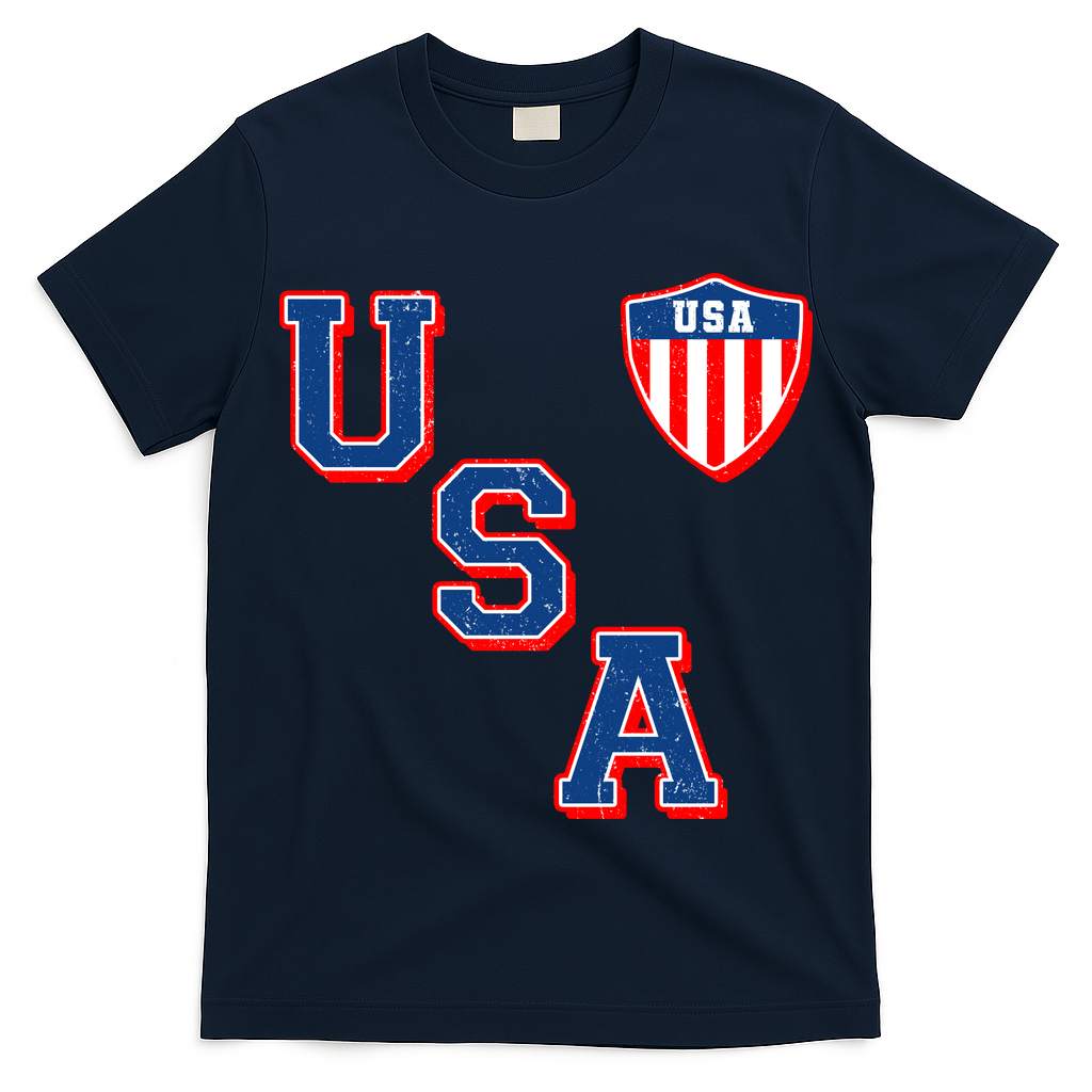 Vintage USA American Flag Shield T-Shirt