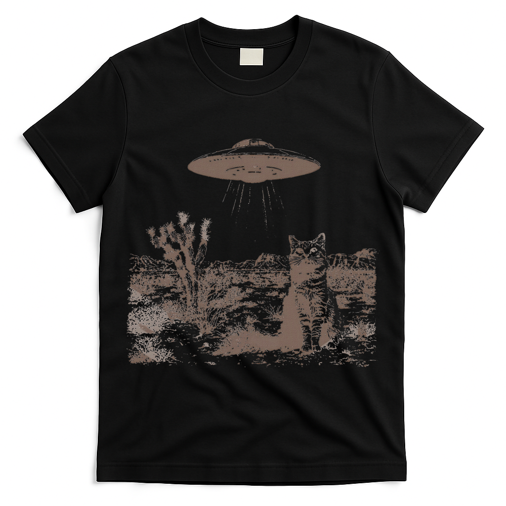 Vintage Ufo Cowboy Cats Western Cowboy Vintage 90s T-Shirt