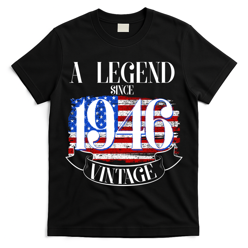 Vintage USA Flag A Legend Since 1946 80th Birthday T-Shirt