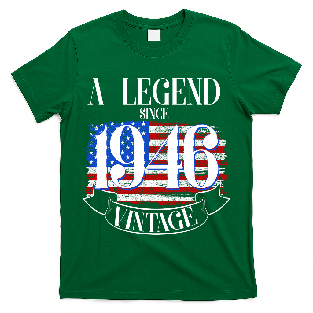 Vintage USA Flag A Legend Since 1946 80th Birthday T-Shirt