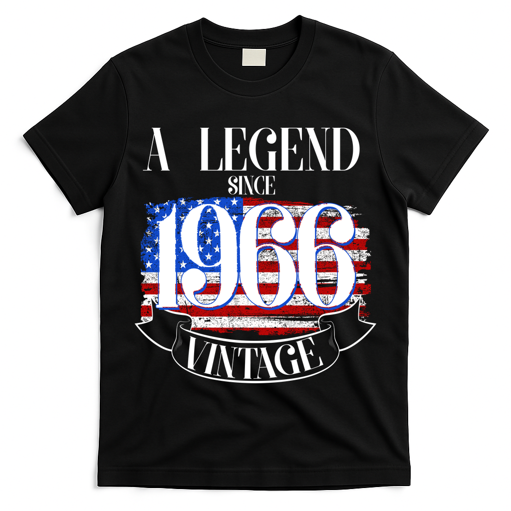 Vintage USA Flag A Legend Since 1966 60th Birthday T-Shirt
