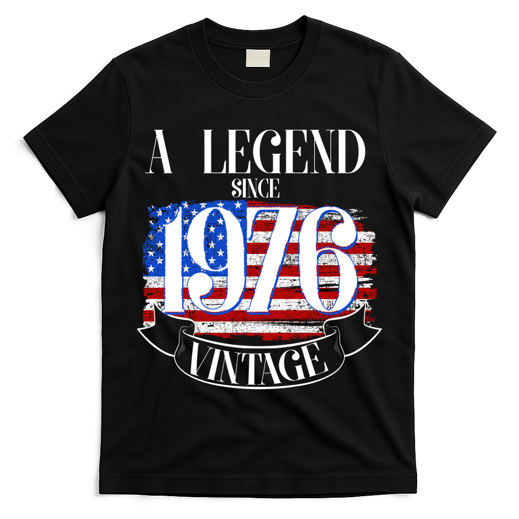 Vintage USA Flag A Legend Since 1976 50th Birthday T-Shirt