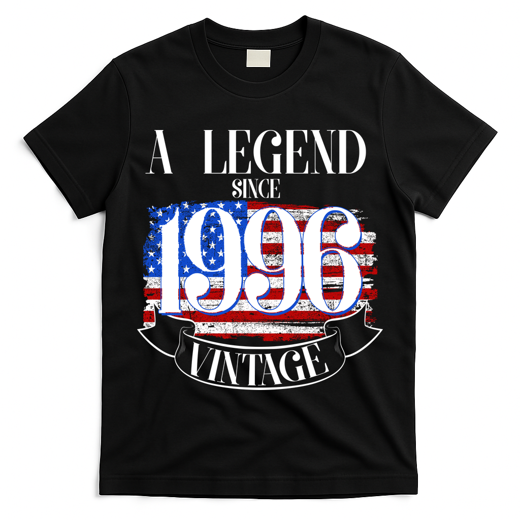 Vintage USA Flag A Legend Since 1996 30th Birthday T-Shirt