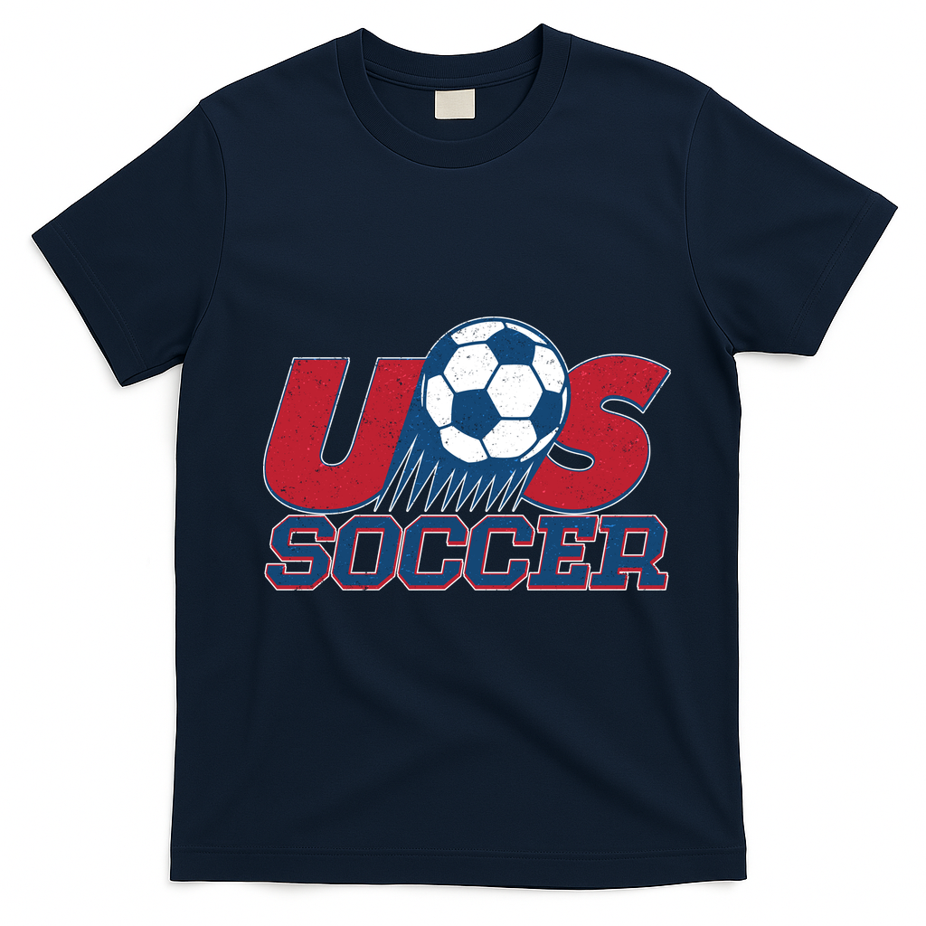 Vintage USA Soccer Fan  T-Shirt - Navy Blue