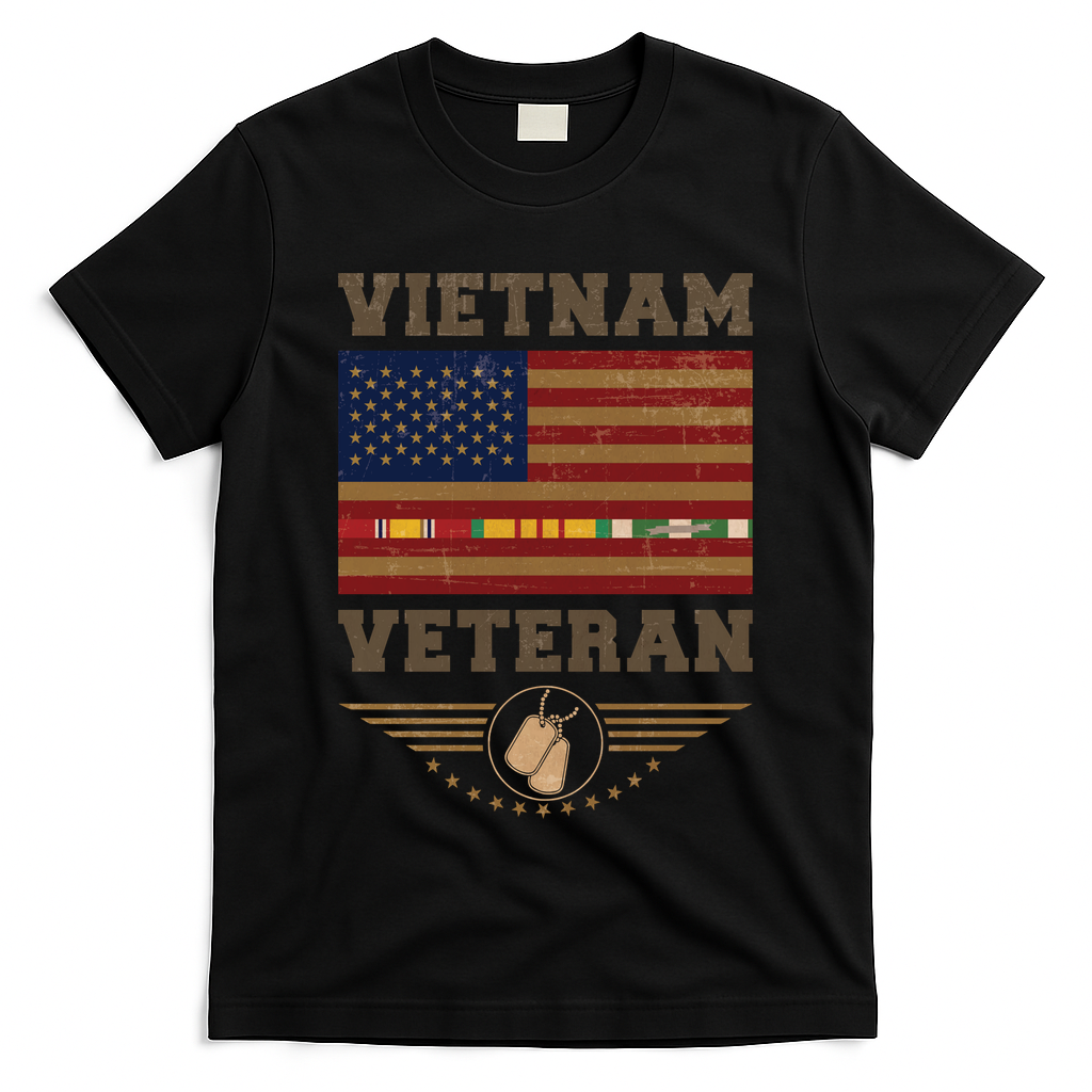 Vietnam Veteran US Flag Dog Tags T-Shirt