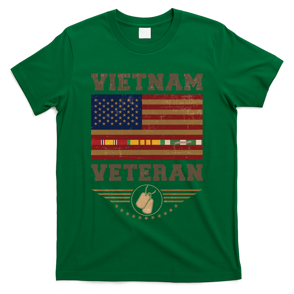 Vietnam Veteran US Flag Dog Tags T-Shirt