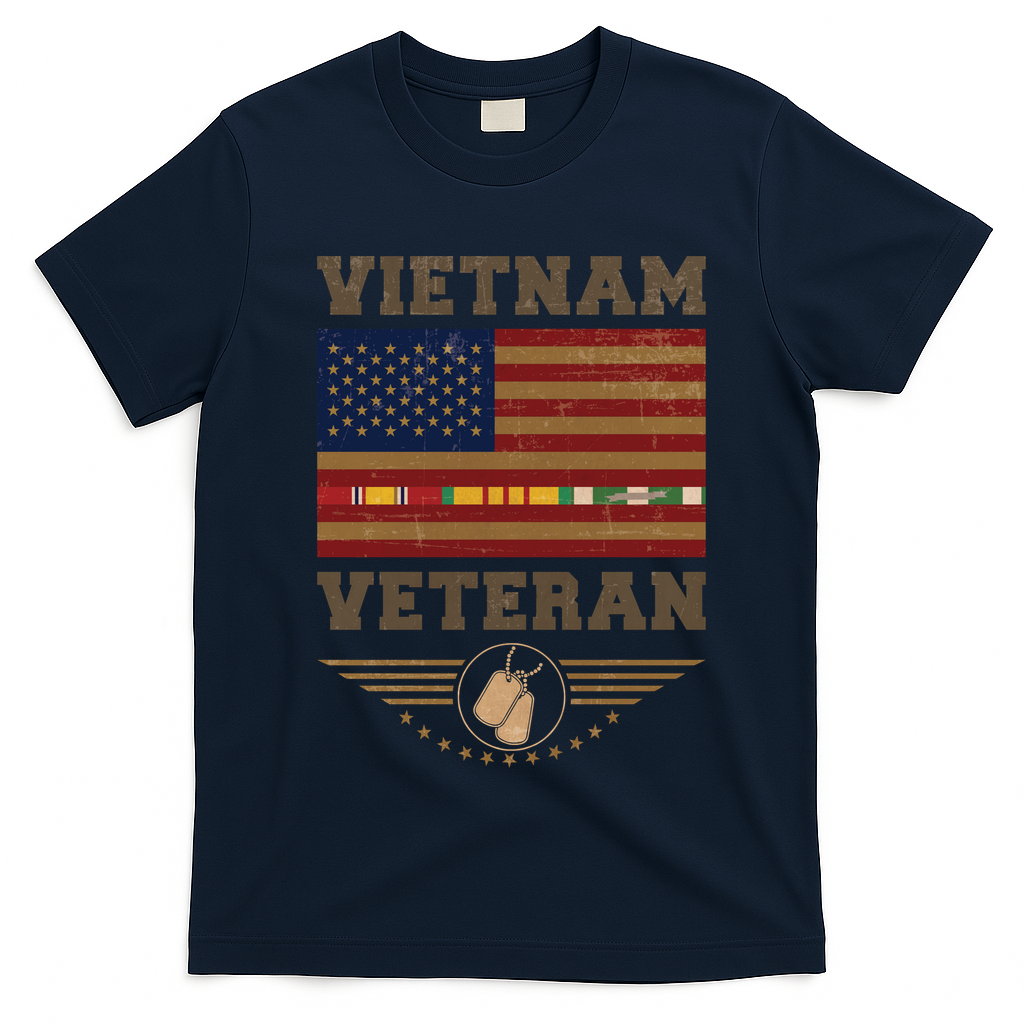 Vietnam Veteran US Flag Dog Tags T-Shirt