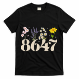 Vintage Wildflower 8647 Subtle Anti Trump Anti 86 47 Saying T-Shirt - Black