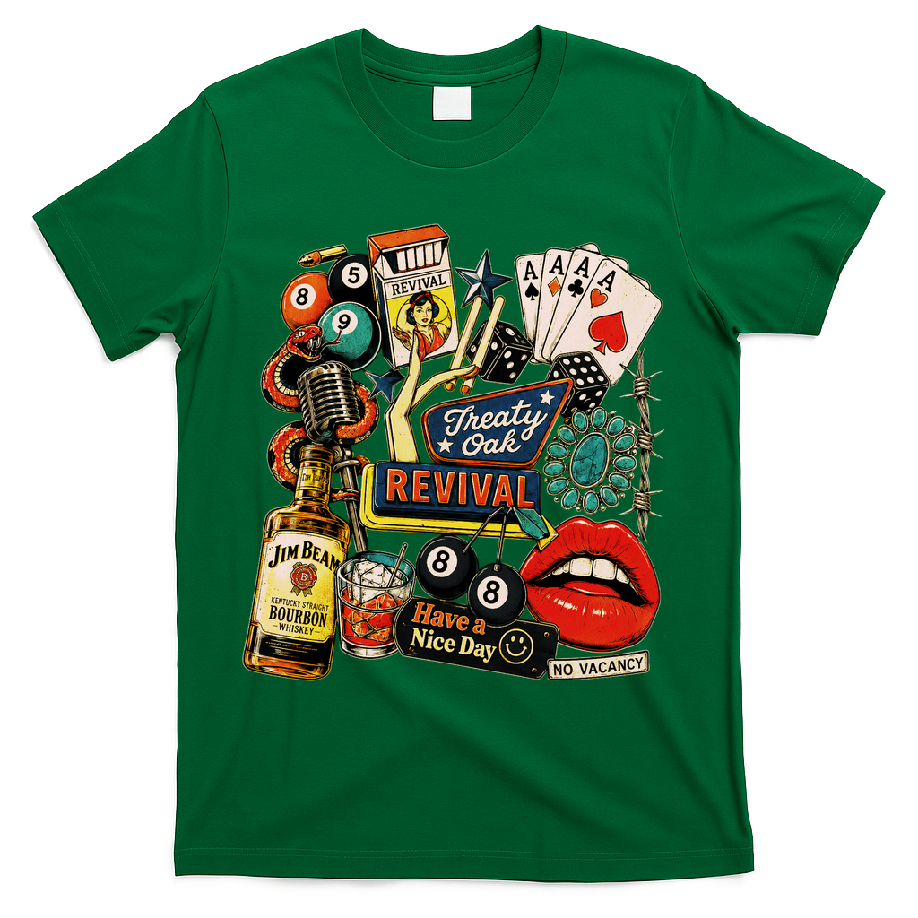 Vintage Western Revival Country Graphic T-Shirt - Green