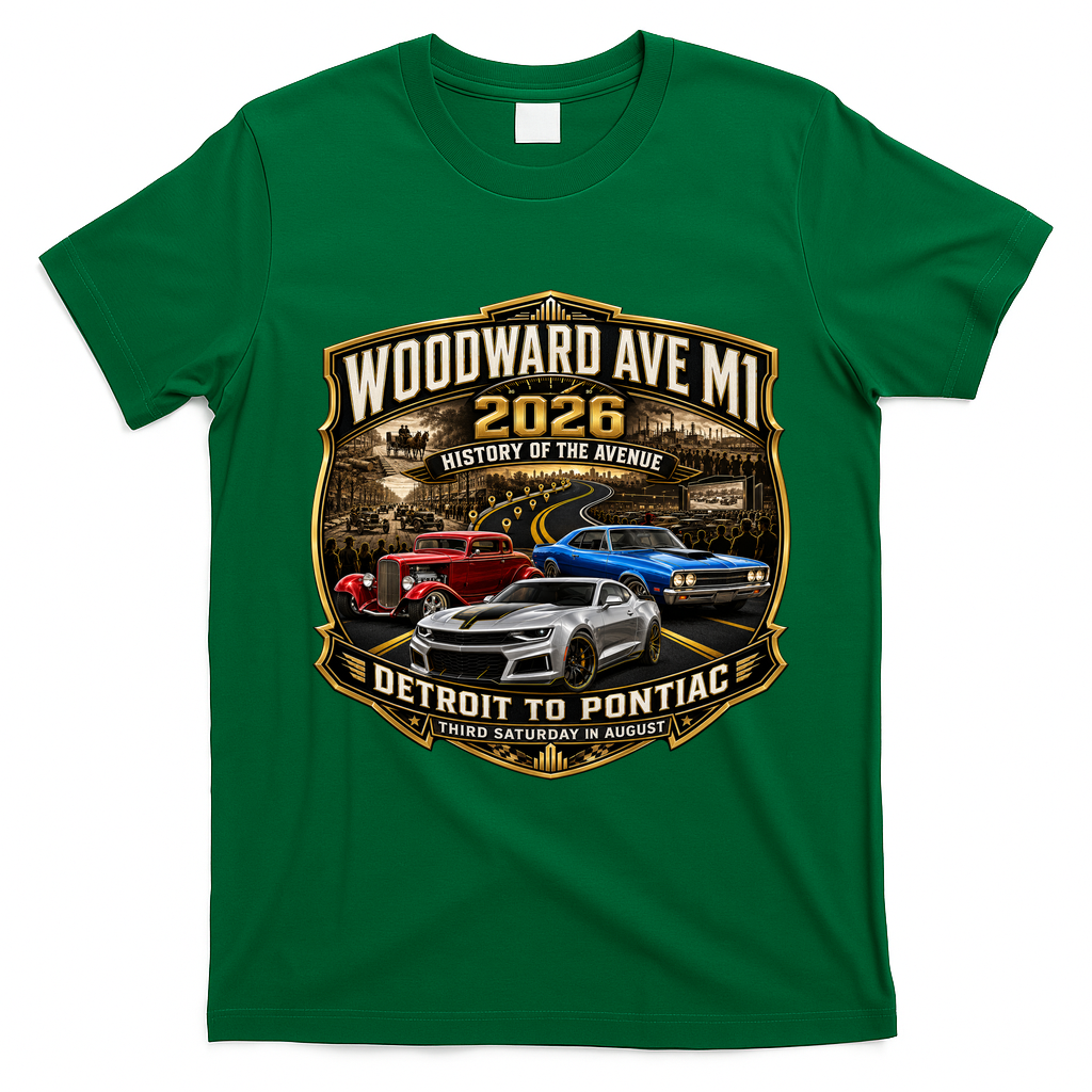 Woodward 2026 History Of The Avenue Front & Back T-Shirt - Irish Green