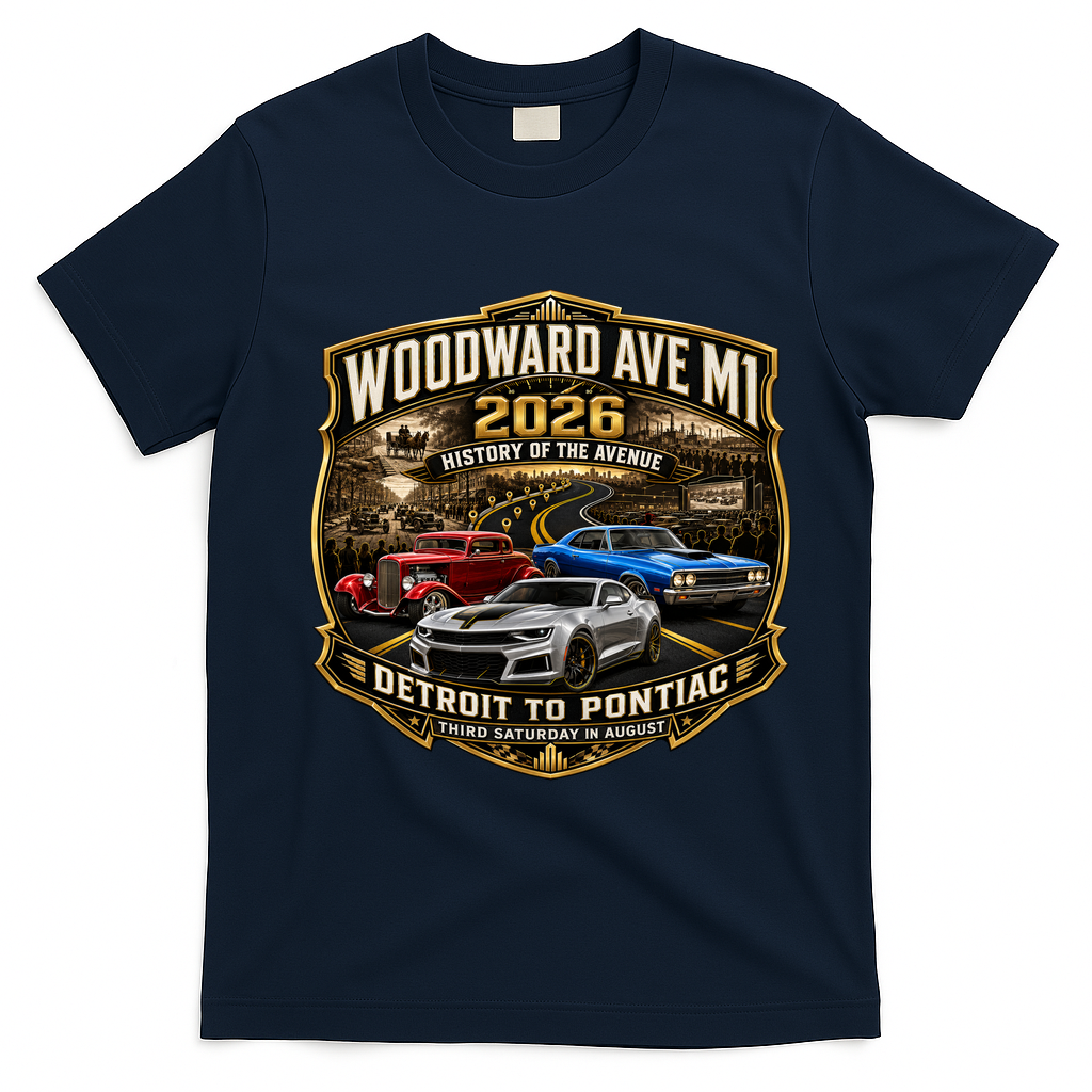 Woodward 2026 History Of The Avenue Front & Back T-Shirt - Navy Blue