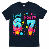 Was 6 Now I'm 7th Birthday Ice Cream Drip 6-7 Meme T-Shirt