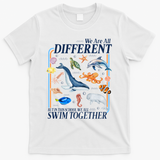 We Are All Different Swim Together Teacher Students Classmates T-Shirt - White