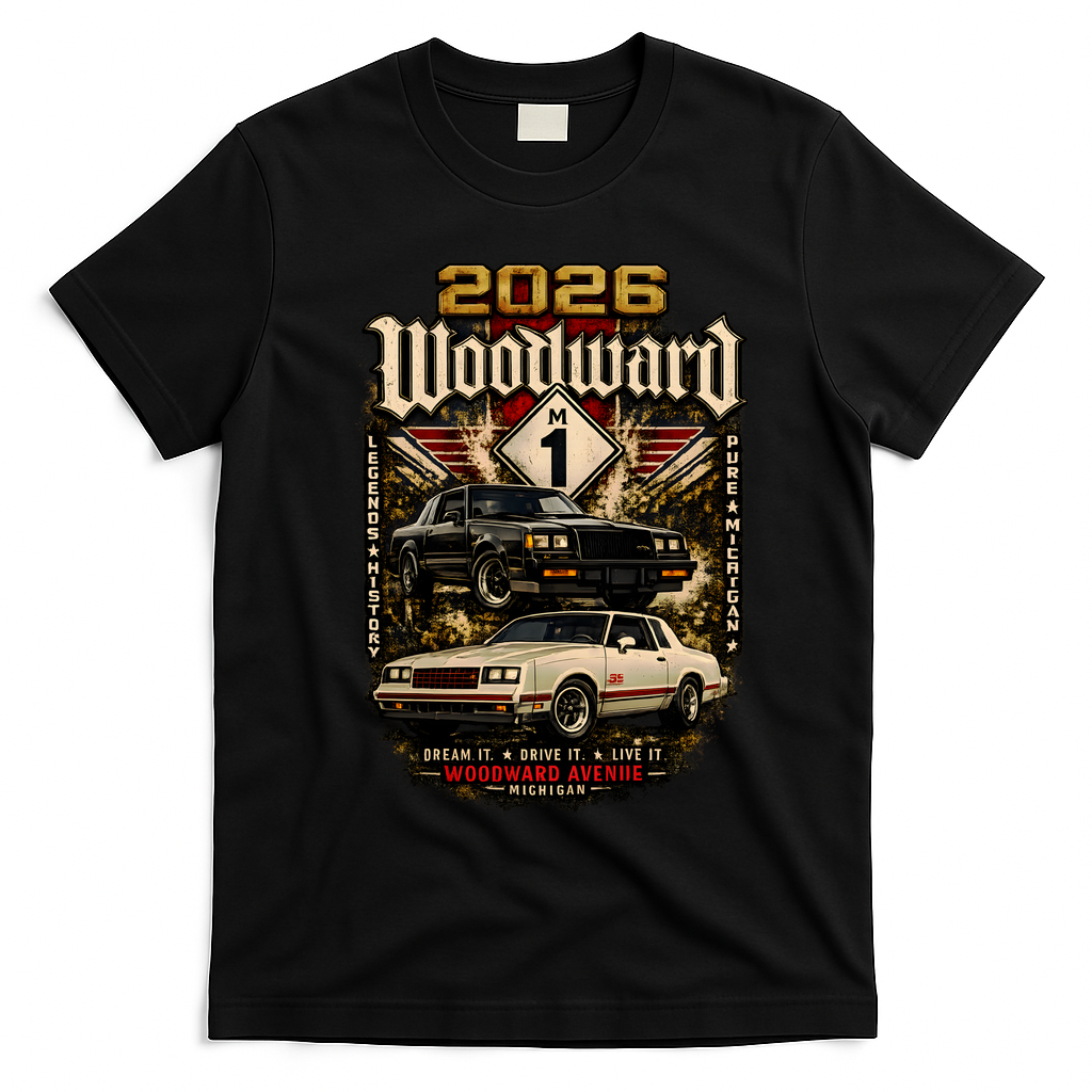 Woodward Avenue Classic Car Lovers Tribute 2026 T-Shirt - Black