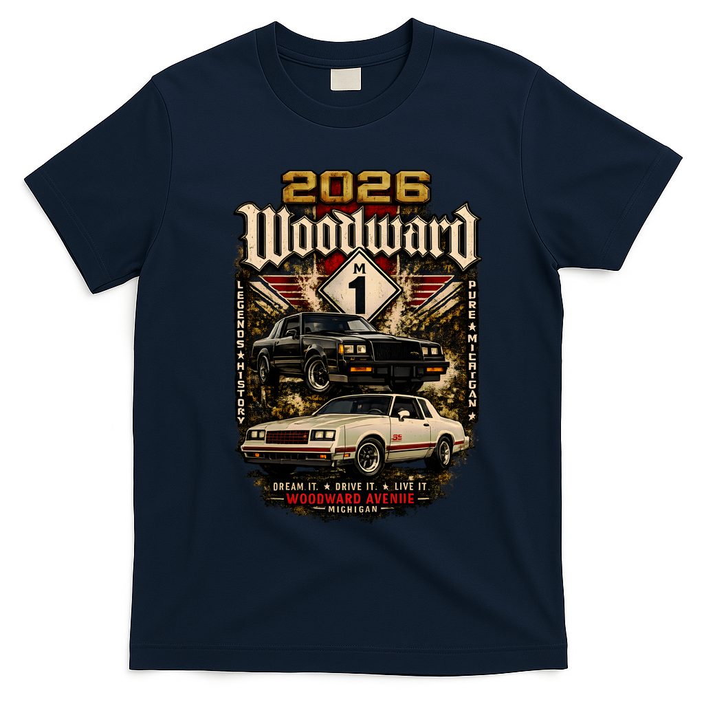 Woodward Avenue Classic Car Lovers Tribute 2026 T-Shirt - Navy Blue