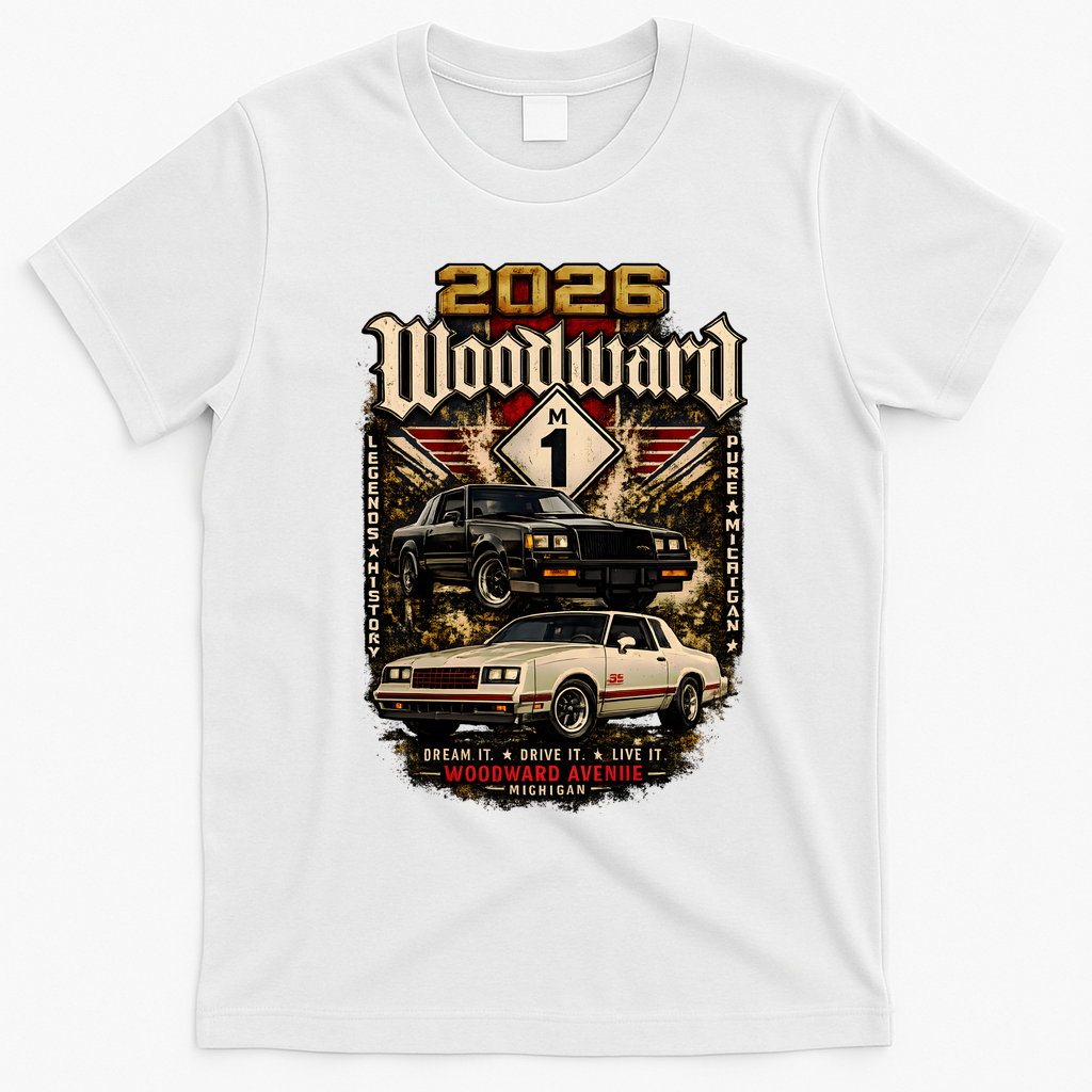 Woodward Avenue Classic Car Lovers Tribute 2026 T-Shirt - White