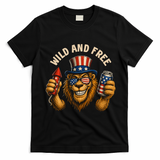 Wild And Free Patriotic Lion USA T-Shirt - Black