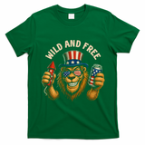 Wild And Free Patriotic Lion USA T-Shirt - Irish Green