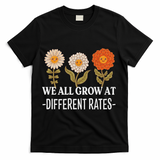 We All Grow At Different Rates Back To School Teacher T-Shirt - Black