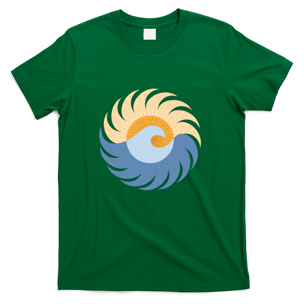 Wave and Sunset Pattern - Green