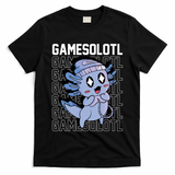 Whimsical Blue Axolotl With Gaming Sports Cap And Scarf T-Shirt