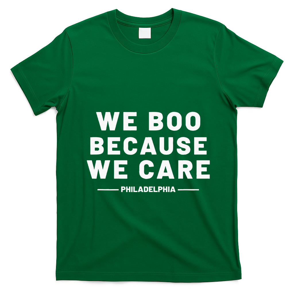 We Boo Because We Care Philadelphia Sports T-Shirt - Irish Green