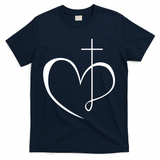 Walking By Faith Tripping Constantly Front And Back T-Shirt - Navy