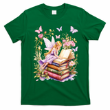 Watercolor Butterfly Fairy Book Library Fantasy Novel T-Shirt - Irish Green