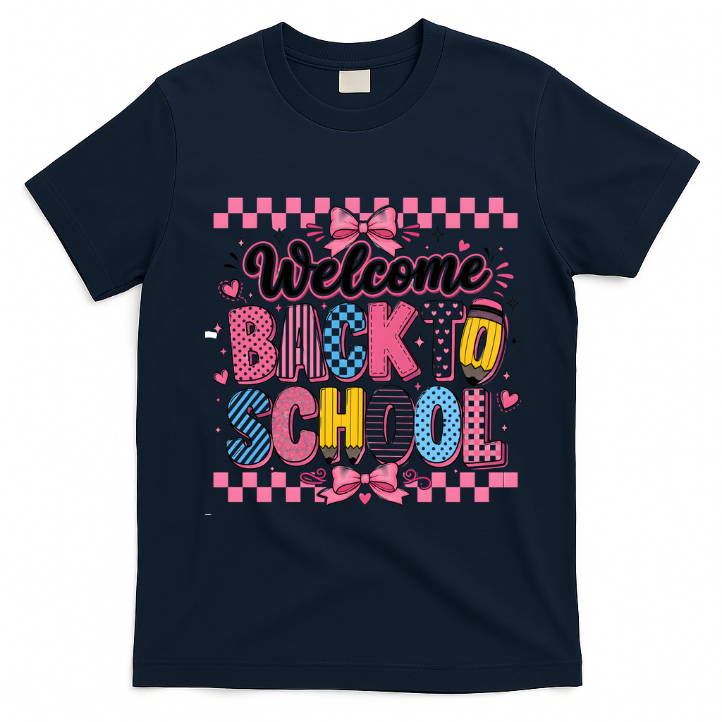 Welcome Back To School Retro Gift T-Shirt - Navy Blue